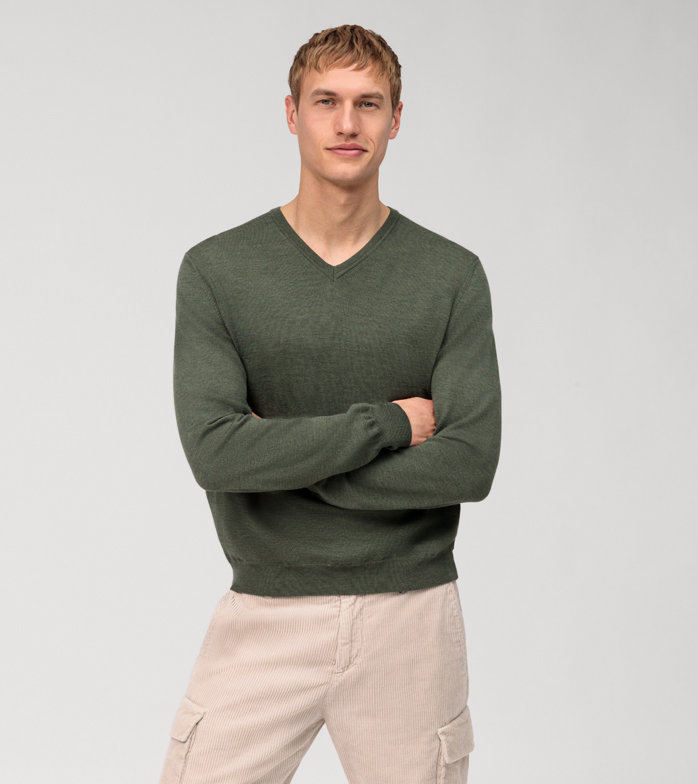 Casual Strick, Pullover, Oliv