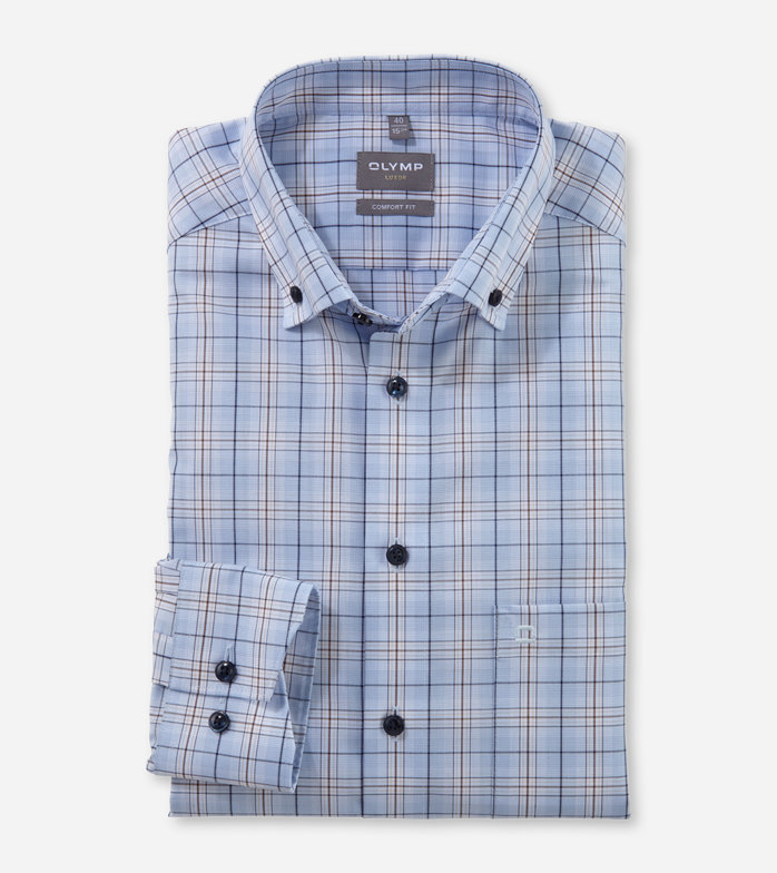 Oblymp Luxor, Businesshemd, comfort fit, Button-down, Bleu