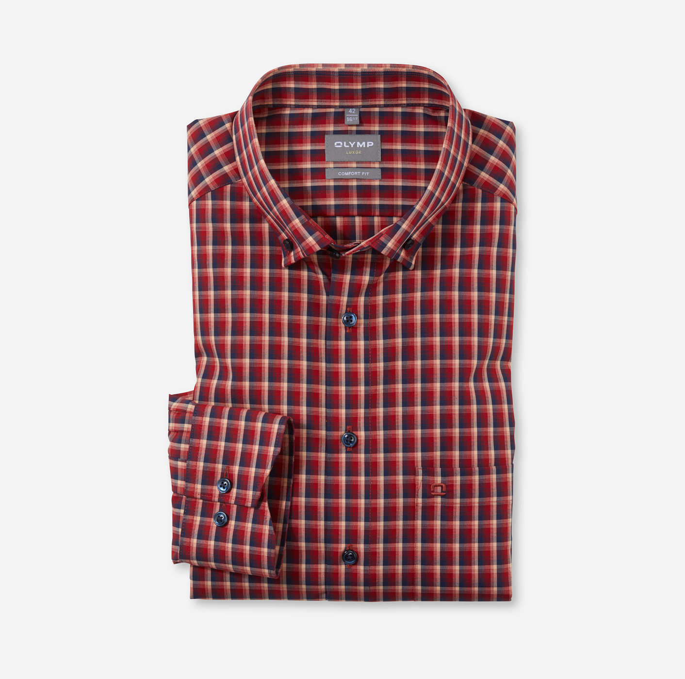 | Luxor, - comfort Button-down fit, Businesshemd | Rot OLYMP 10744435