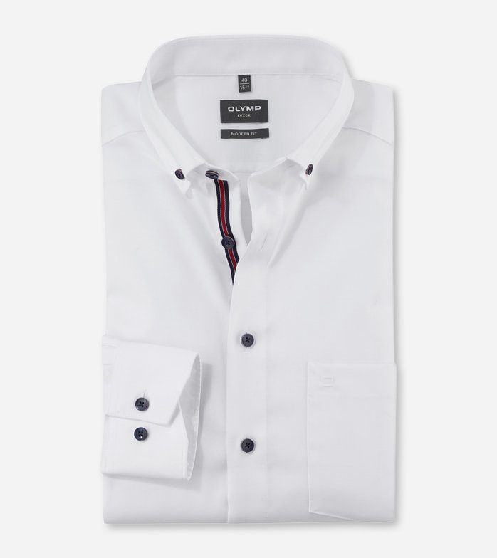 Luxor, Zakelijk overhemd, modern fit, Button-down, Wit