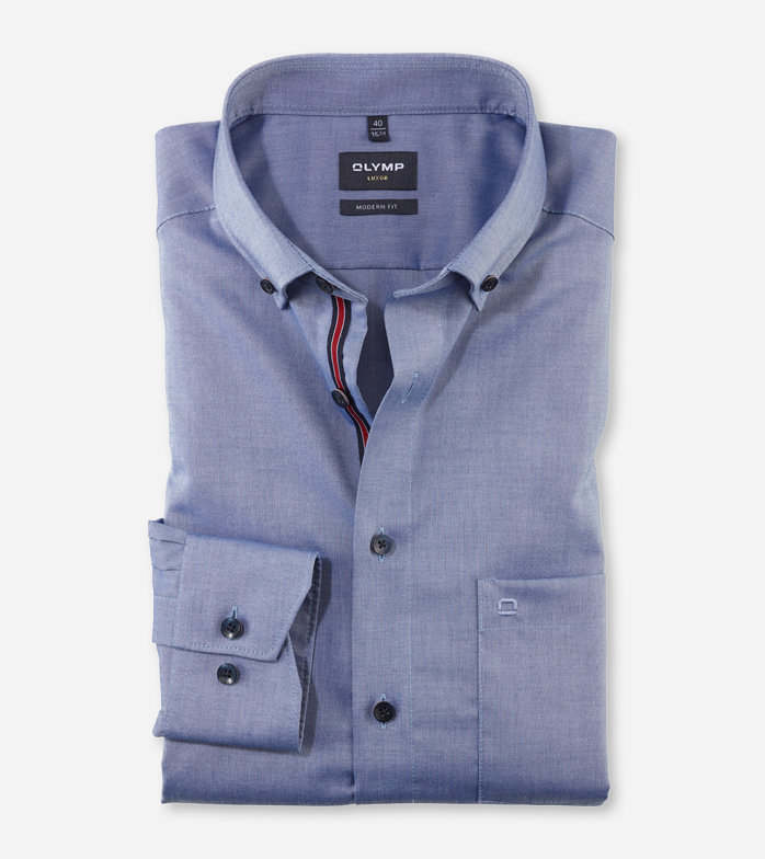 Luxor, Business shirt, modern fit, Button-down, Smoke Blue