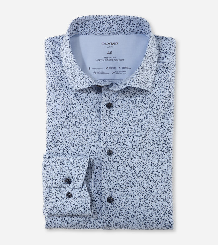 Luxor 24/Seven, Business shirt, modern fit, Modern Kent, Bleu