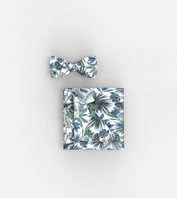 Bow tie / pocket square set, N, Bleu