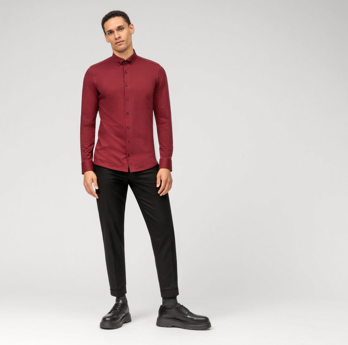 Button-down fit, Level Businesshemd - 20444435 | 24/Seven, Five | Rot body OLYMP