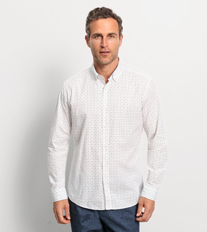 Casual, Chemise décontractée, regular fit, Pointes boutonnées, Blanc