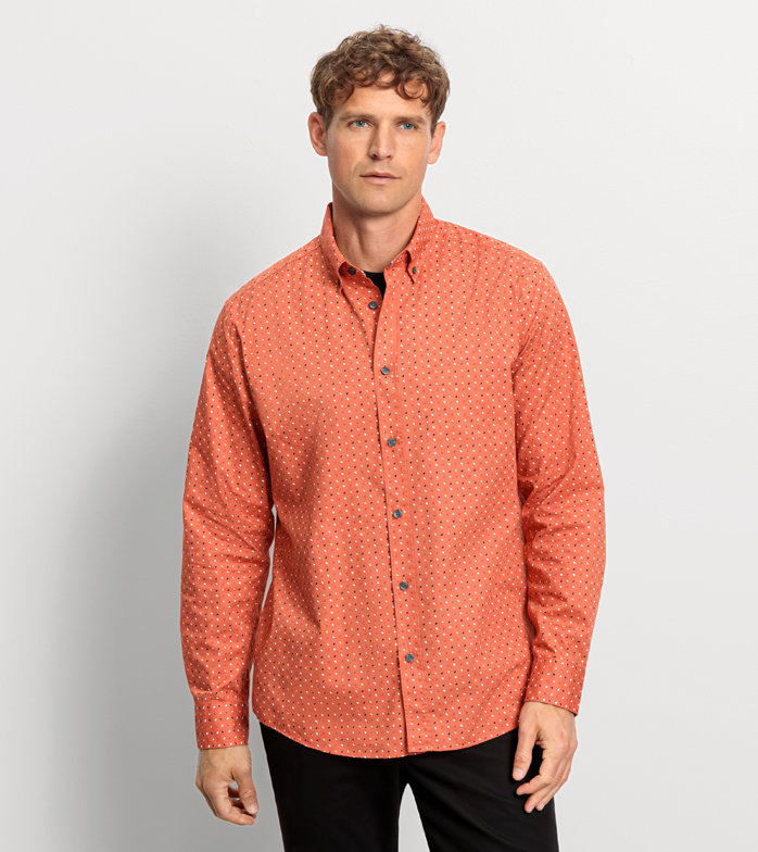 Casual, Freizeithemd, regular fit, Button-down, Ziegelrot