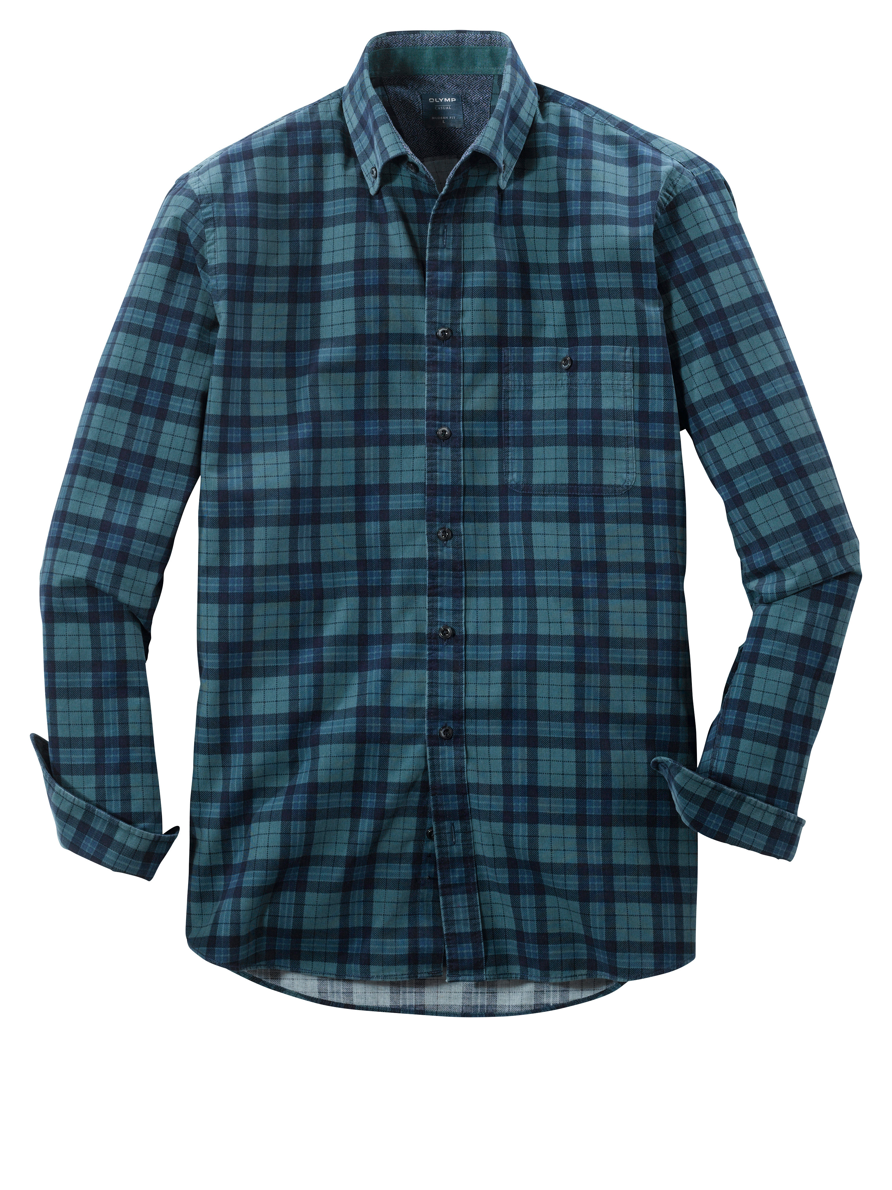 Modern Fit Blue Plaid Shirt