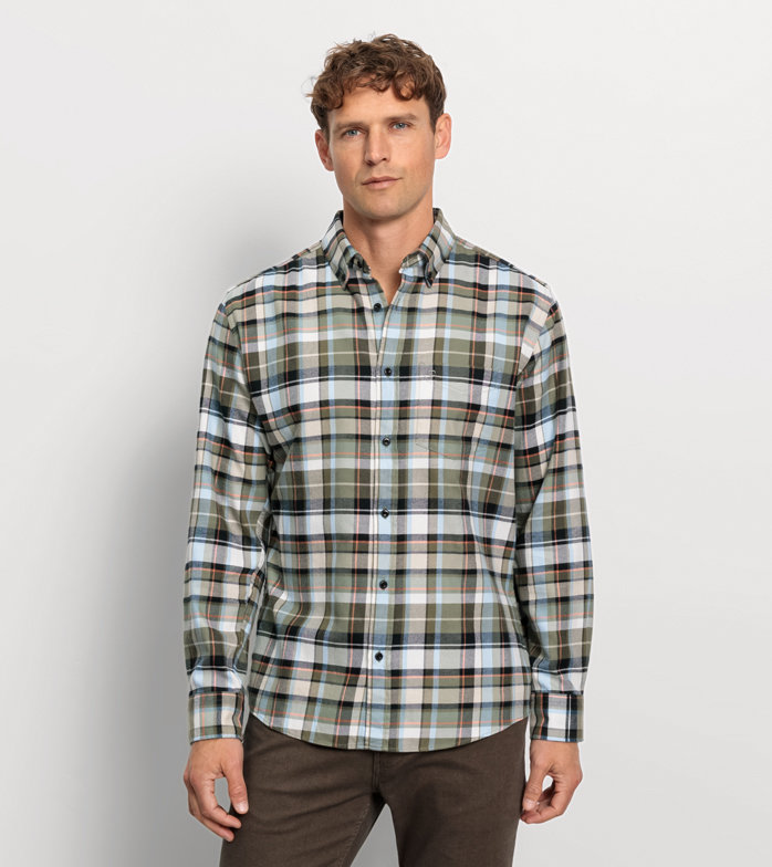 Casual, Freizeithemd, regular fit, Button-down, Oliv