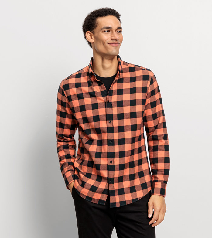 Casual, Chemise décontractée, regular fit, Pointes boutonnées, Rouge Brique