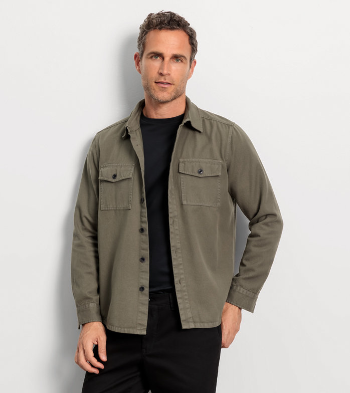 Casual, Casual shirt, Overshirt, Olive