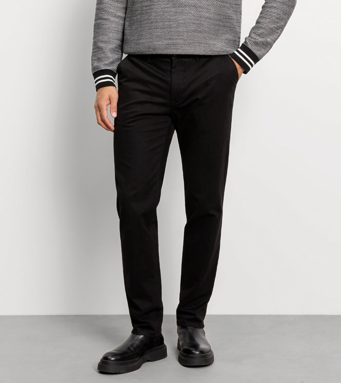 Chino, modern fit, Broek, Zwart