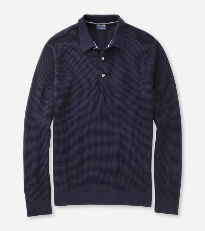 Casual Knitwear, long-sleeved polo, Marine