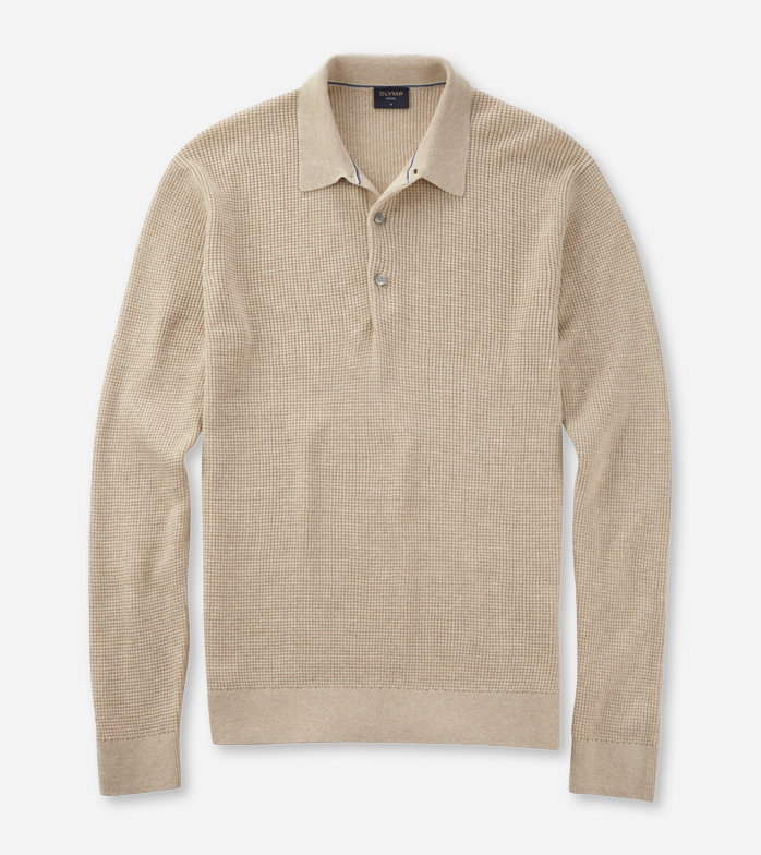 Casual Breisel, Polo met lange mouwen, Lichtbeige