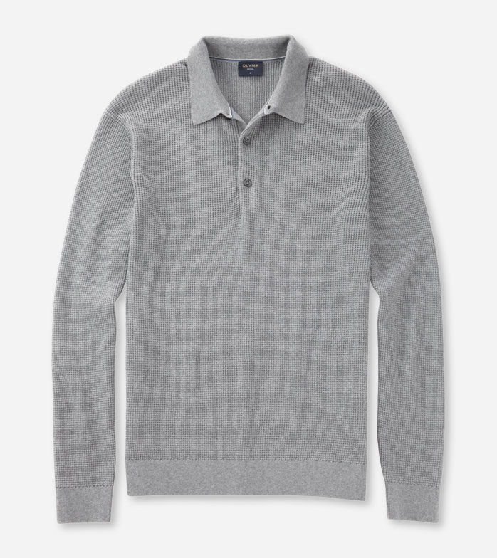 Casual Maille, Polo à manches longues, Gris