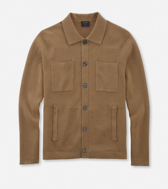 Casual Strick, Overshirt, Caramel