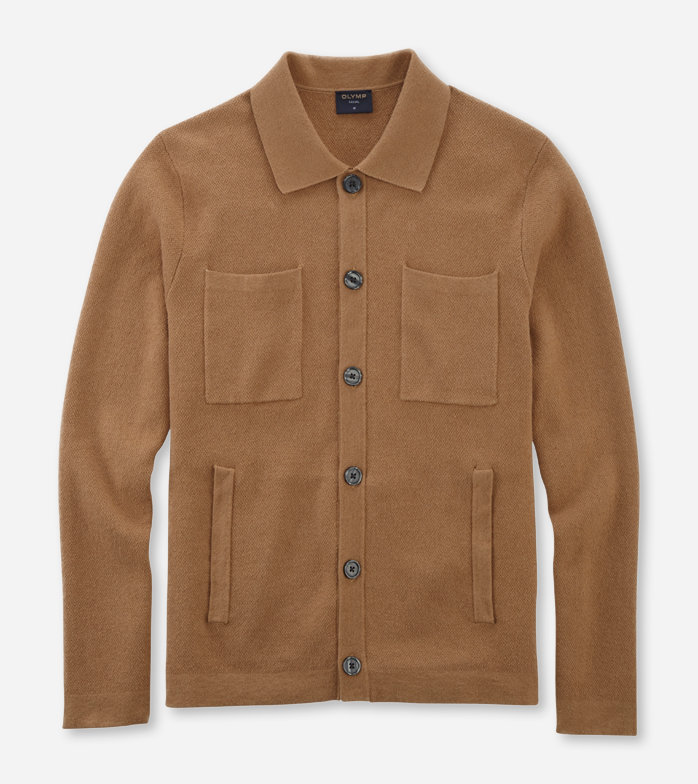 Casual Strick, Overshirt, Caramel