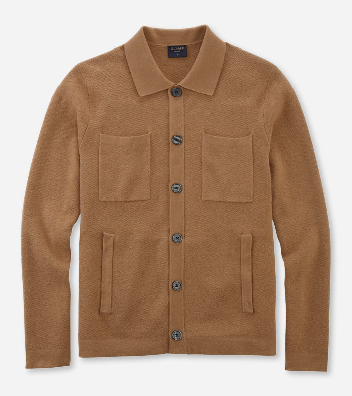 Casual Strick, Overshirt, Caramel