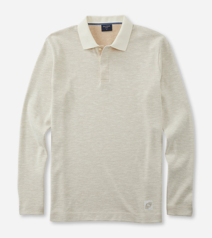 Casual Jersey, Polo à manches longues, Blanc Cassé