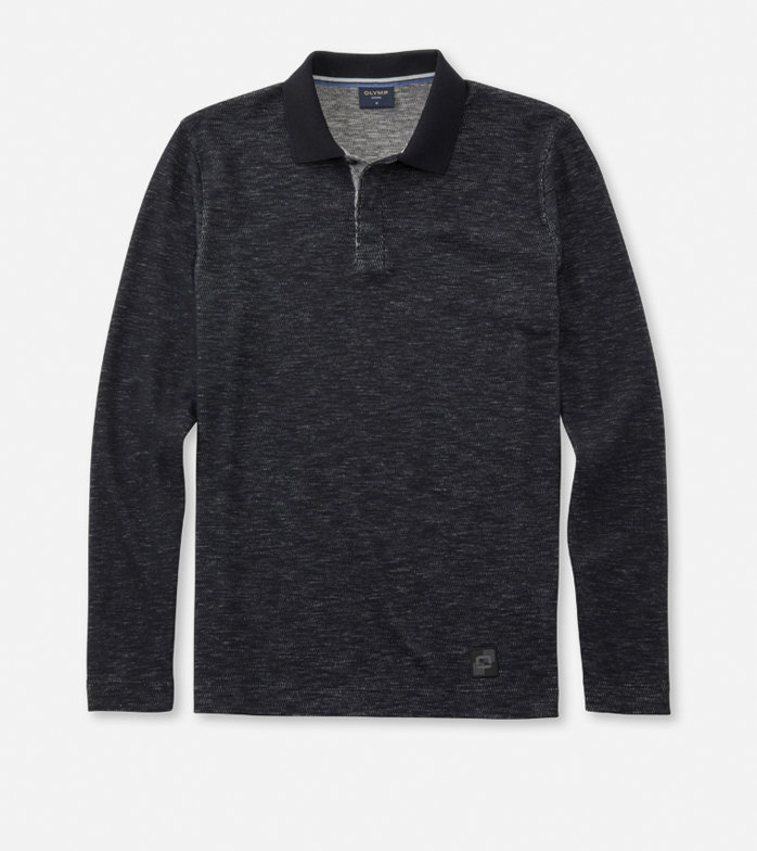 Casual Jersey, Polo met lange mouwen, Zwart