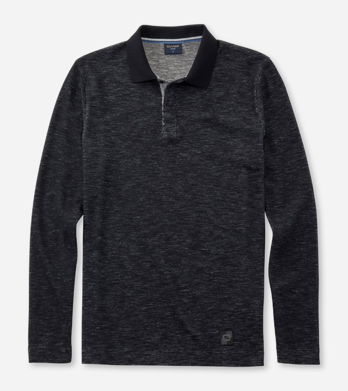 Casual Jersey, Polo met lange mouwen, Zwart