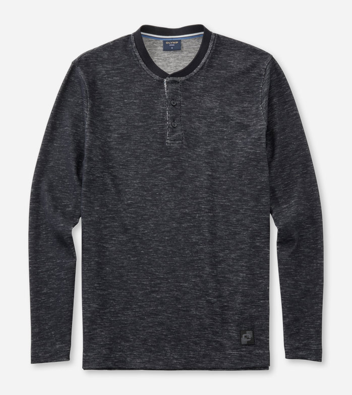 Casual Jersey, Polo met lange mouwen, Zwart