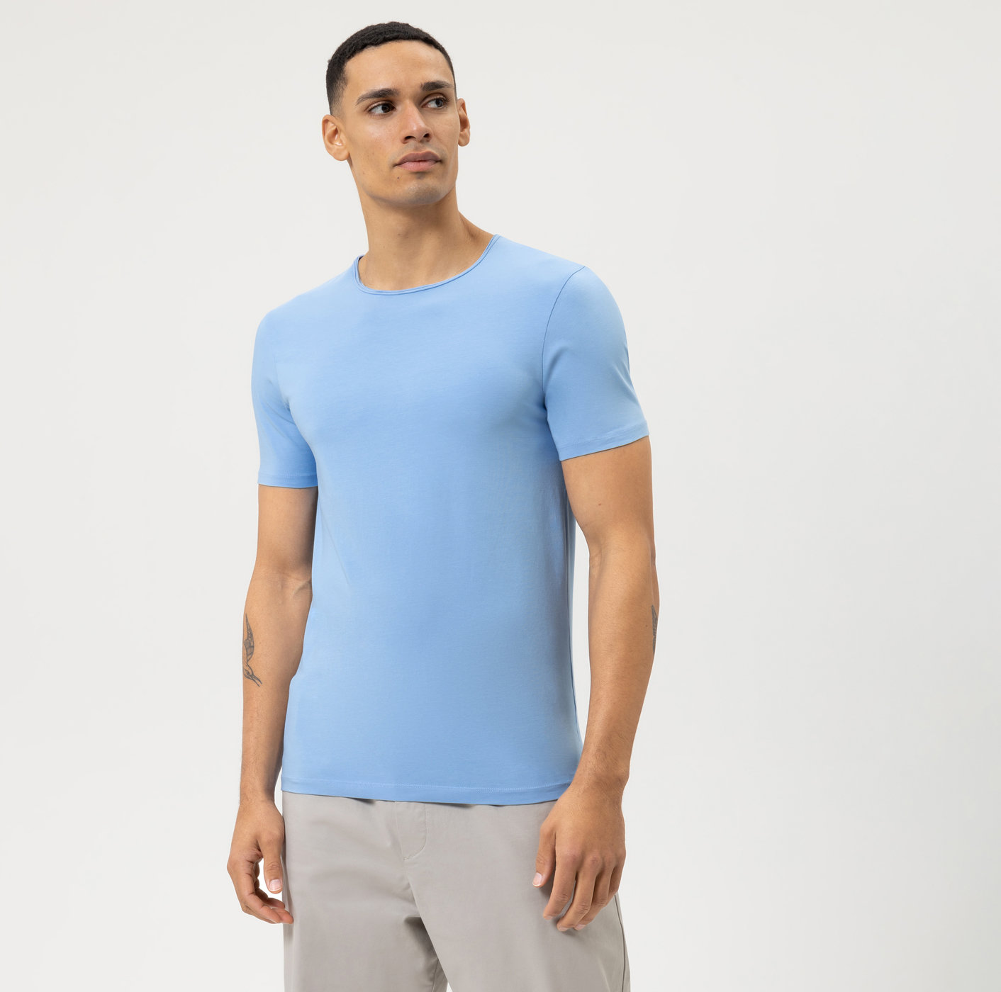 OLYMP Level Light Five Casual body T-Shirt, Blue - , 56603210 | fit