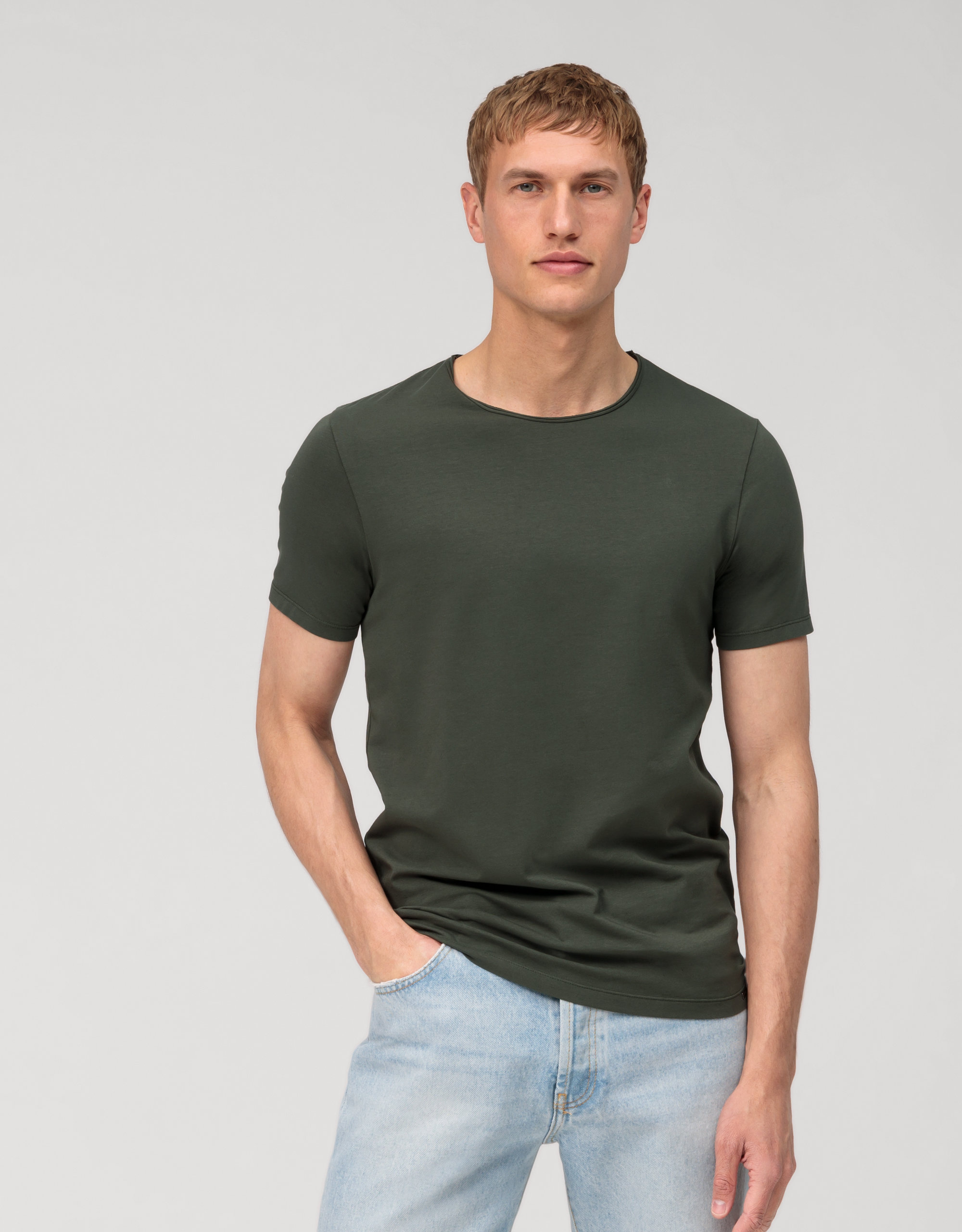OLYMP Level Five Casual , Grey fit, T-Shirt - Green | body 56603248