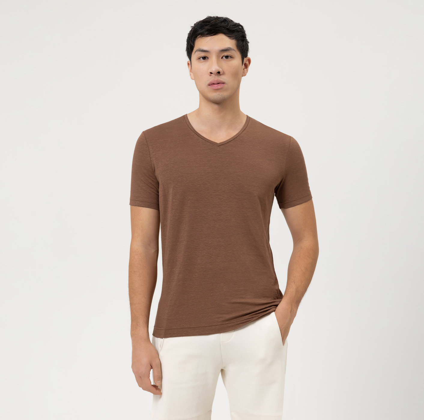 OLYMP Five | Level , body T-Shirt 56615228 Brown fit, Casual -