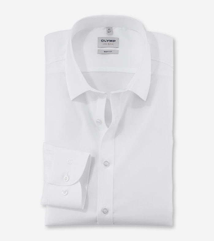 Level Five, Business shirt, body fit, New York Kent, White