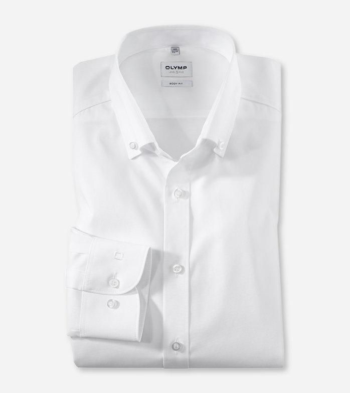 Level Five, Business shirt, body fit, Button-down, White