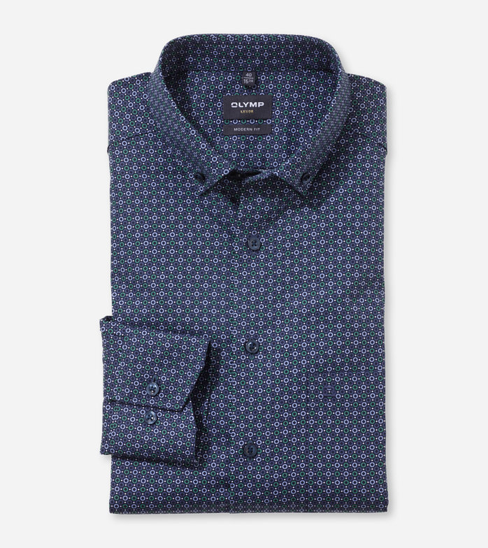 Oblymp Luxor, Businesshemd, modern fit, Button-down, Grün