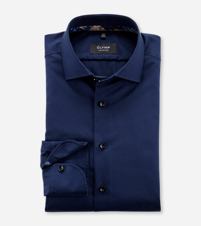 SIGNATURE, Chemise d'affaires, tailored fit, SIGNATURE Kent, Bleu Nuit