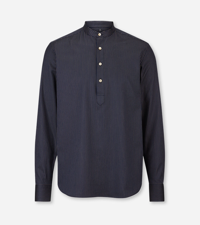 SIGNATURE Casual, Chemise décontractée, tailored fit, Col montant, Bleu Nuit