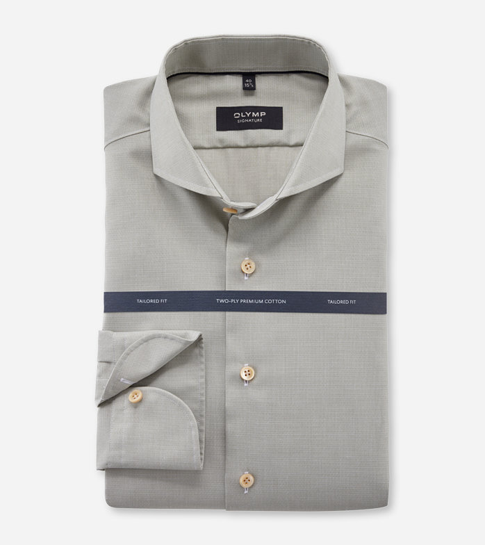 SIGNATURE, Business shirt, tailored fit, SIGNATURE Cutaway, Olive