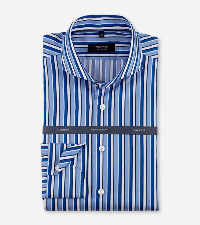 SIGNATURE, Business shirt, tailored fit, SIGNATURE Cutaway, Bleu